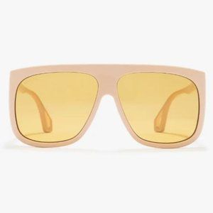 GUCCI 62mm Shield Aviator Sunglasses, Main, color, IVORY IVORY BROWN GUCCI 62mm